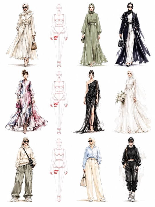 Линейка-трафарет для дизайна одежды, шаблон для fashion-эскизов