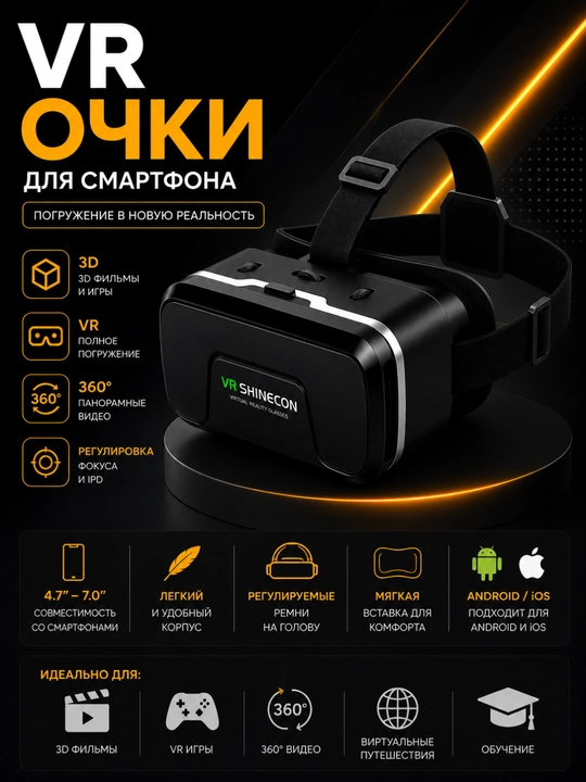 VR очки для смартфона; очки виртуальной реальности для телефона - 