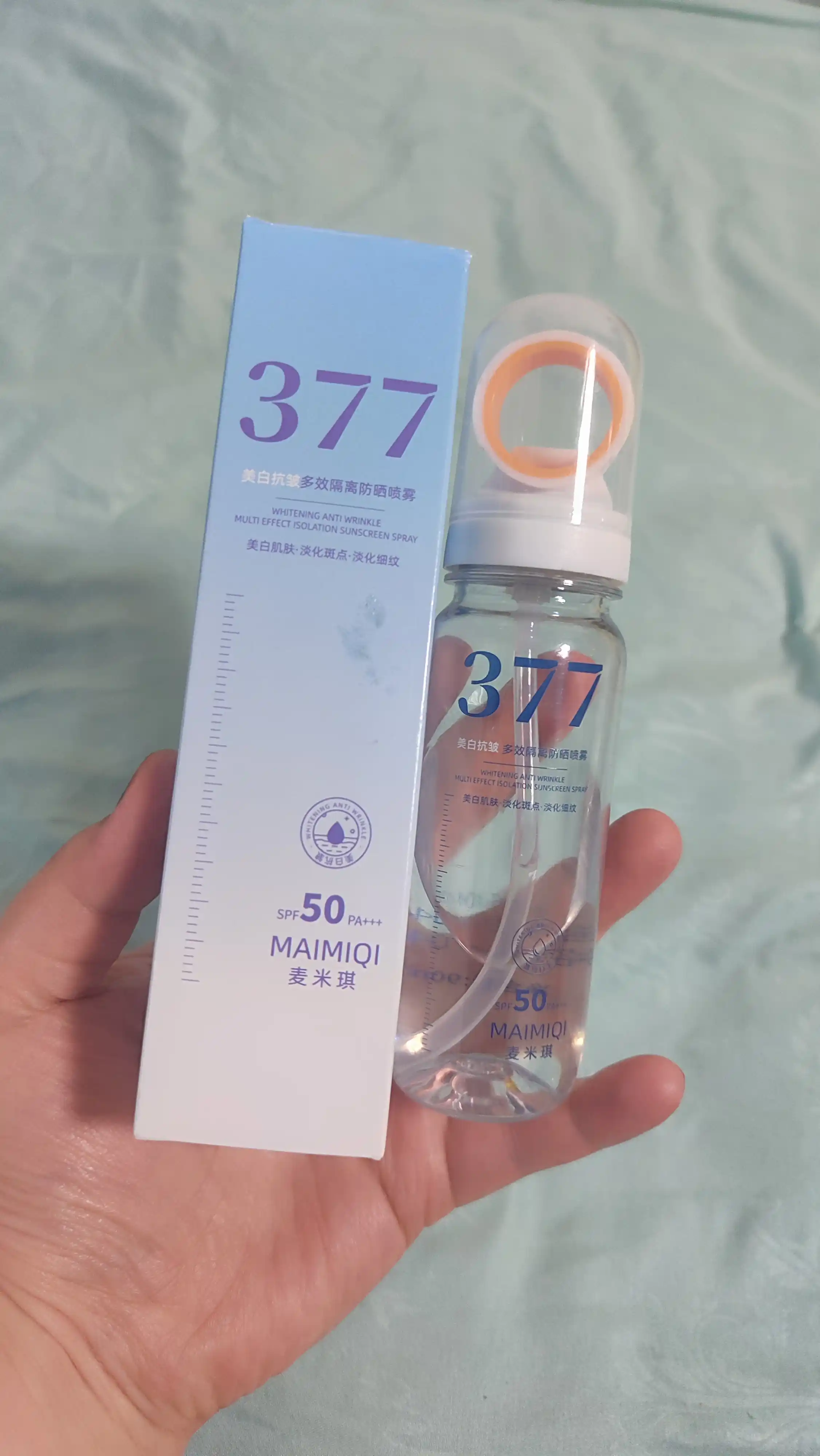 Quyoshdan himoya qiluvchi yuz spreyi MAIMIQI 377, oqartiruvchi SPF 50+ PA+++suvga chidamli