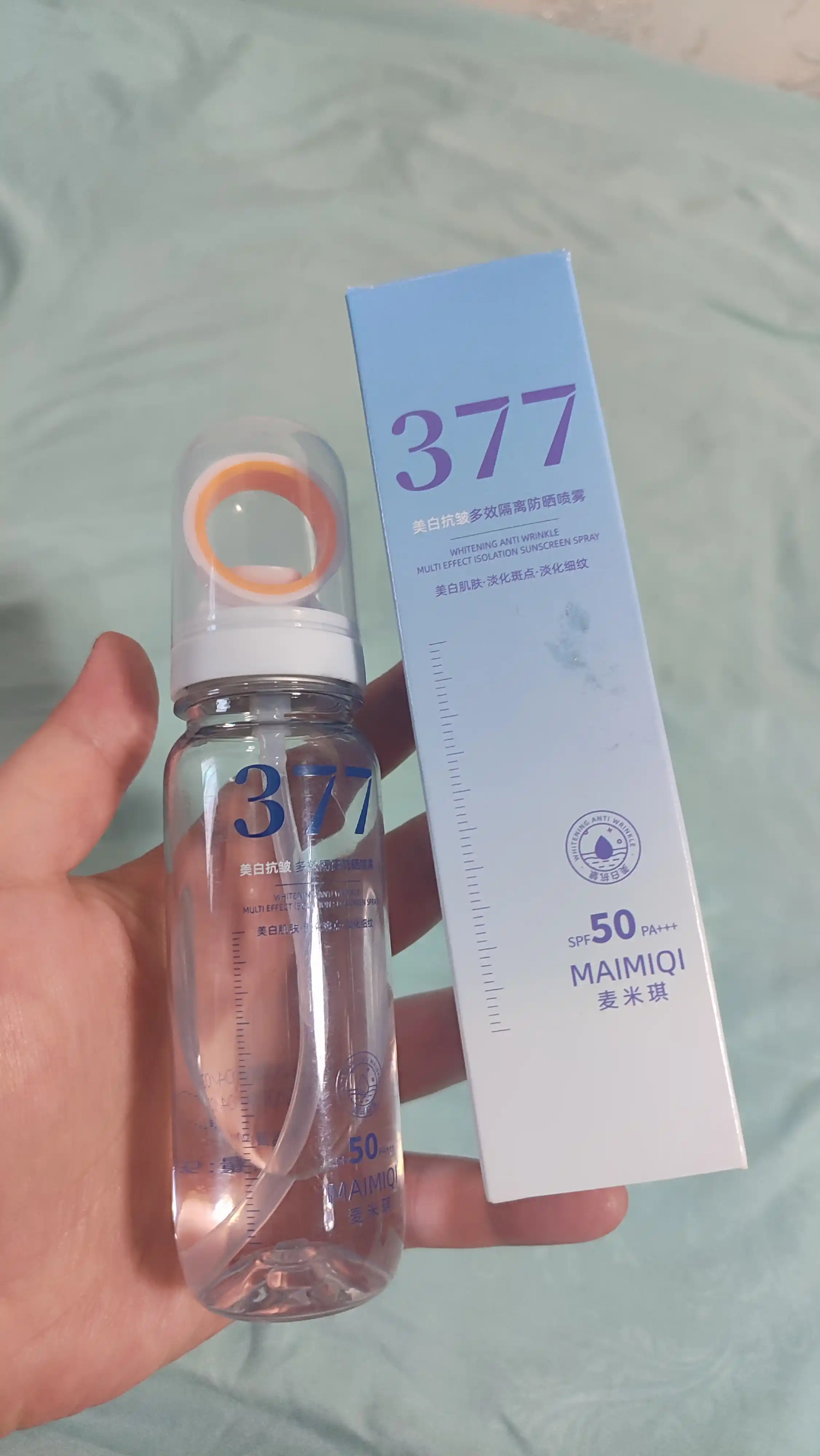 Quyoshdan himoya qiluvchi yuz spreyi MAIMIQI 377, oqartiruvchi SPF 50+ PA+++suvga chidamli