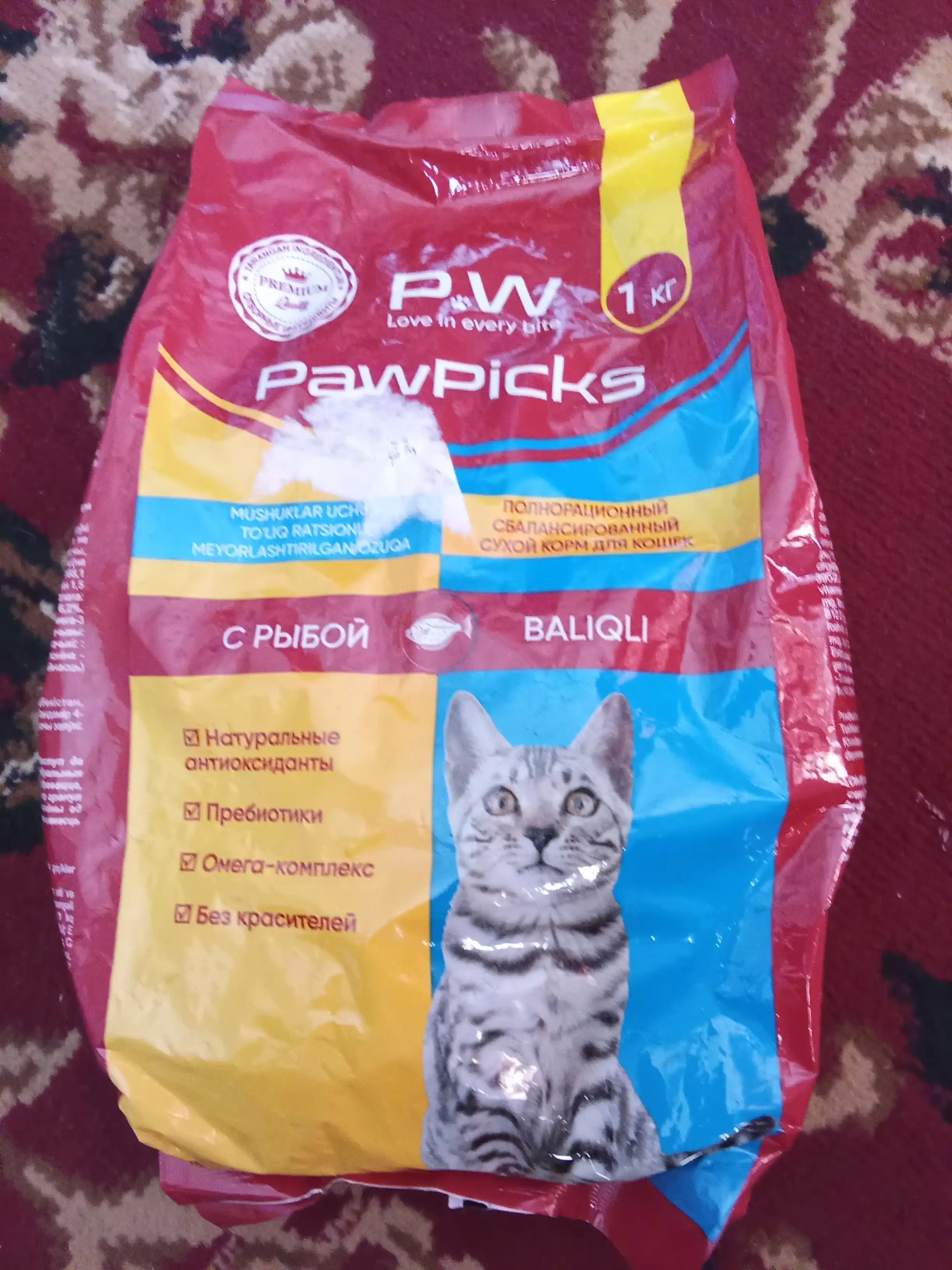 Paw Picks сухой корм для кошек с рыбой 1 кг