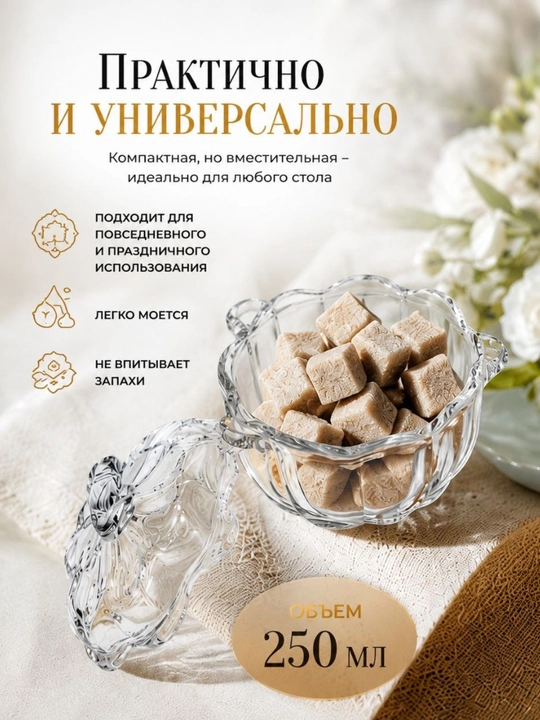 Стеклянная банка с крышкой для конфет, печенья и сахара, декоративная рельефная