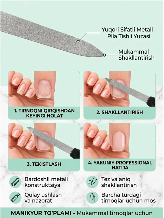 Tirnoq uchun pilka Zinger, pichoq bilan kutikulalar uchun