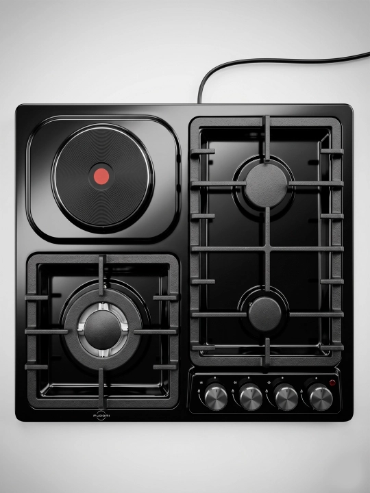 Aralash turdagi pishirish paneli Fudomi Heat HBS 4537 E, 4 ta konforka, WOK-konforka