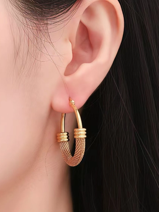Серьги с покрытием 18K золота — серьги-кольца с текстурой
