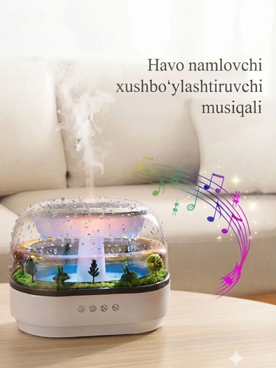 Aromaterapevtik hushbo'ylashtirgich, namlovchi, musiqali - 
