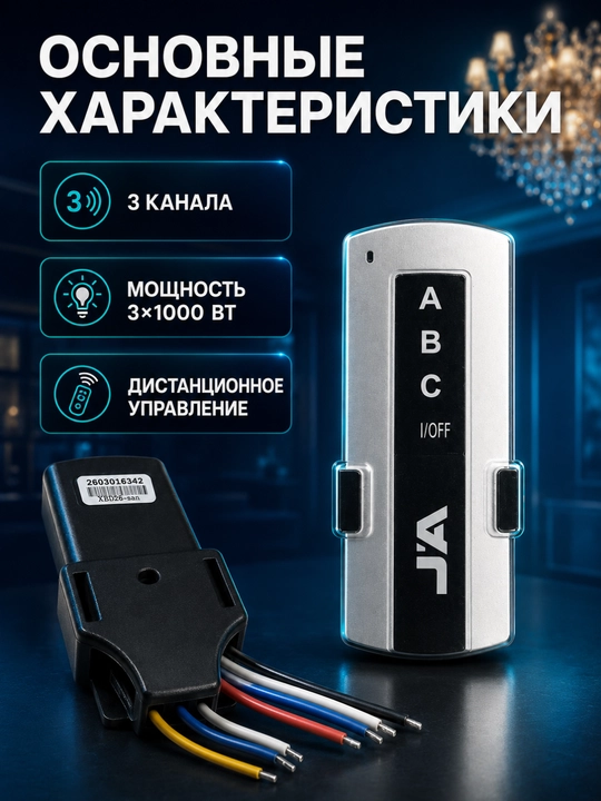 Пульт для люстры JA-138, 3-канальное дистанционное управление, 3×1000 Вт