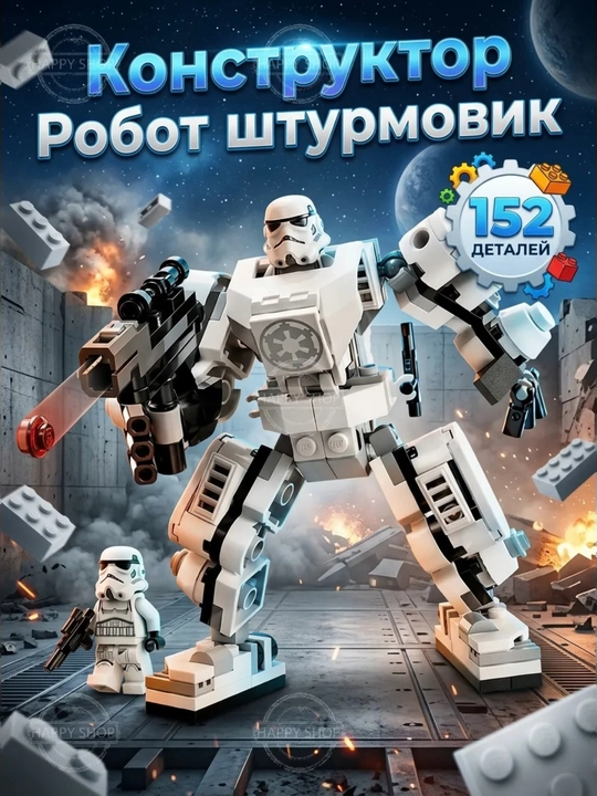 Konstruktor Star Wars, Orgimchak Odam, Betmen, Dedpul, Dart Veyder, Shturmovik minifigurka - 