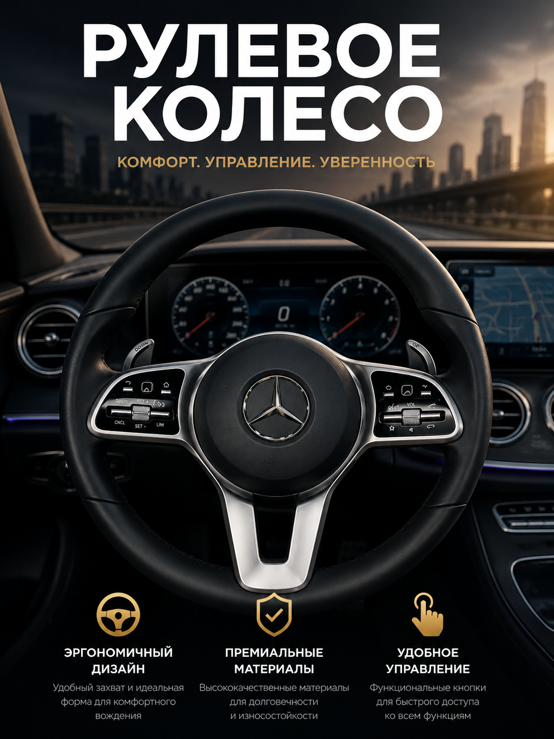 Avtomobil ruli, Mercedes Benz W222 ruli - avtomobil uchun ko‘p funksiyali rul chambaragi - 