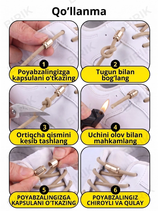 Elastik poyabzal bog‘ichi BIRIK NEO, +2 kapsula bilan, 100 sm