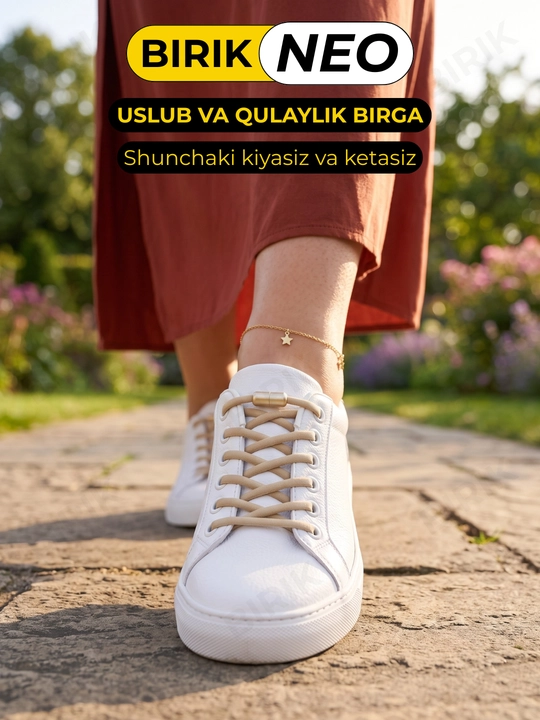 Elastik poyabzal bog‘ichi BIRIK NEO, +2 kapsula bilan, 100 sm