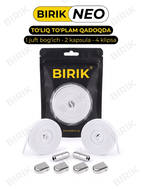 Elastik poyabzal bog‘ichi BIRIK NEO, +2 kapsula bilan, 100 sm