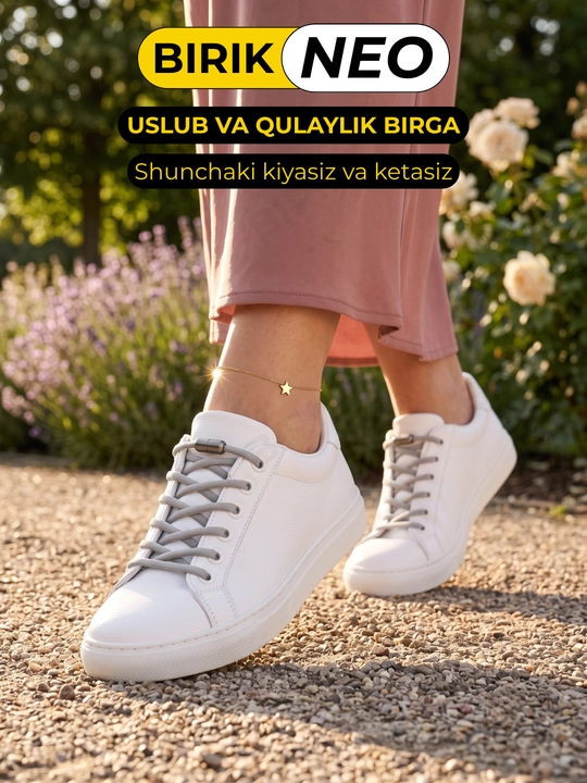 Elastik poyabzal bog‘ichi BIRIK NEO, +2 kapsula bilan, 100 sm