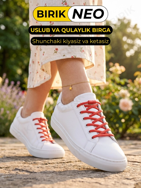 Elastik poyabzal bog‘ichi BIRIK NEO, +2 kapsula bilan, 100 sm