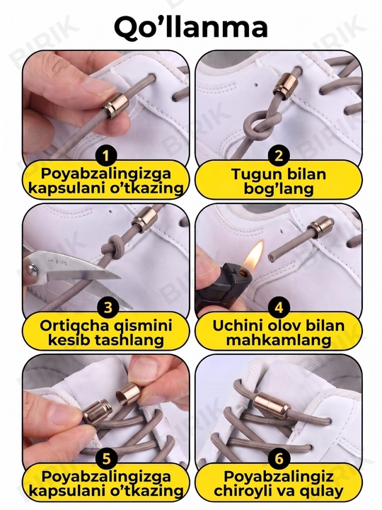 Elastik poyabzal bog‘ichi BIRIK NEO, +2 kapsula bilan, 100 sm