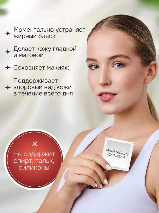 Матирующие салфетки для лица от жирного блеска, с зеркалом
