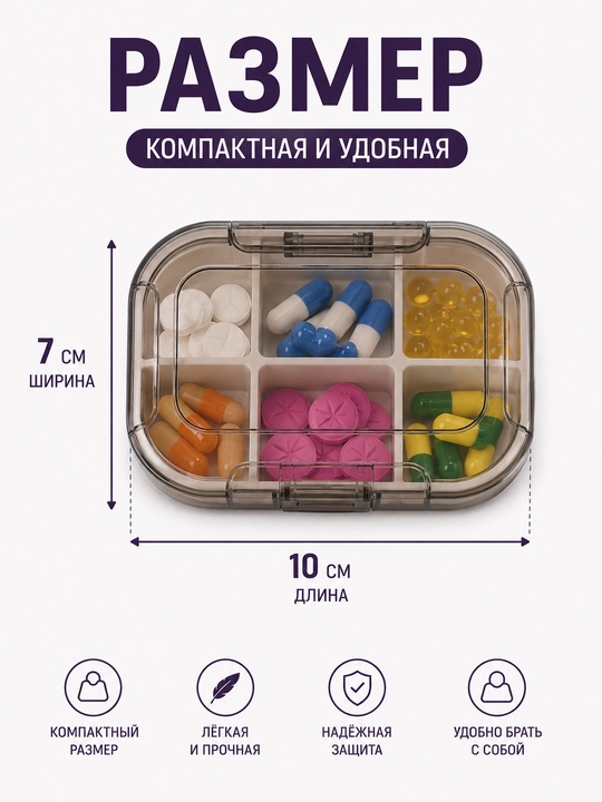 Таблетница органайзер, контейнер, неделька для хранения таблеток, день и вечер 7 дней