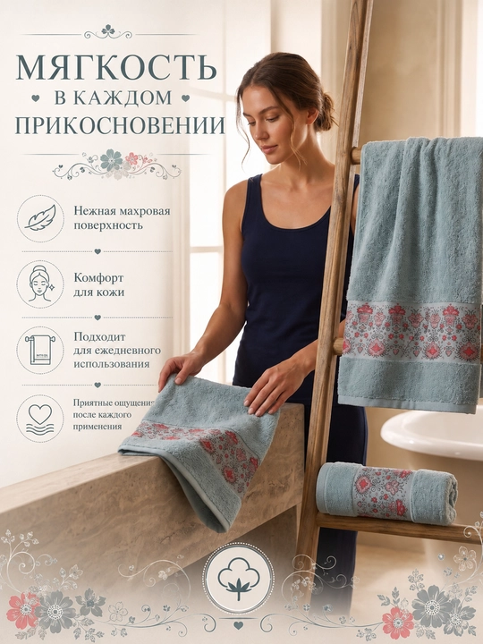 Sochiqlar to'plami 2 tasi 1 da, hammom, yuz va soch uchun, yumshoq va mayin