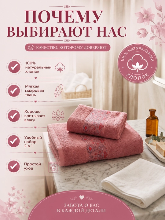 Sochiqlar to'plami 2 tasi 1 da, hammom, yuz va soch uchun, yumshoq va mayin