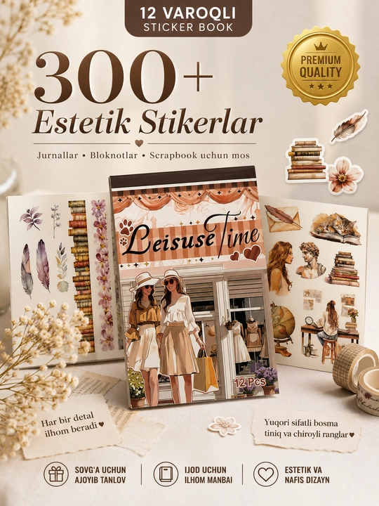 Sticker book 100+stikerlar A5 -12 varaqli estetik - 