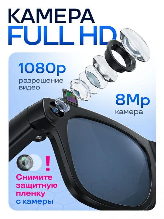 Ai smart glasses умные очки с камерой bluetooth hd запись видео