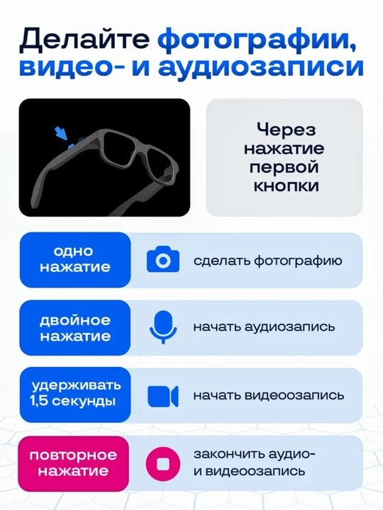 Ai smart glasses умные очки с камерой bluetooth hd запись видео