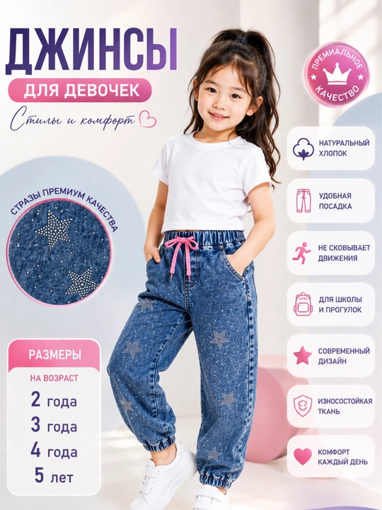 Qizlar uchun toshchali jinsi shim — har kuni kiyish uchun qulay va zamonaviy model - 