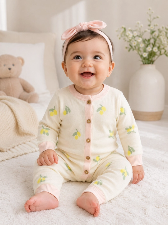 Вязаный комбинезон для малышей 9–12 месяцев, мягкий трикотаж для девочек
