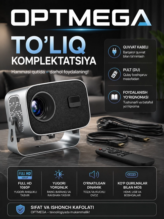 Проектор для фильмов A10Plus, проектор 4K на Android + Wi Fi, Bluetooth, HDMI
