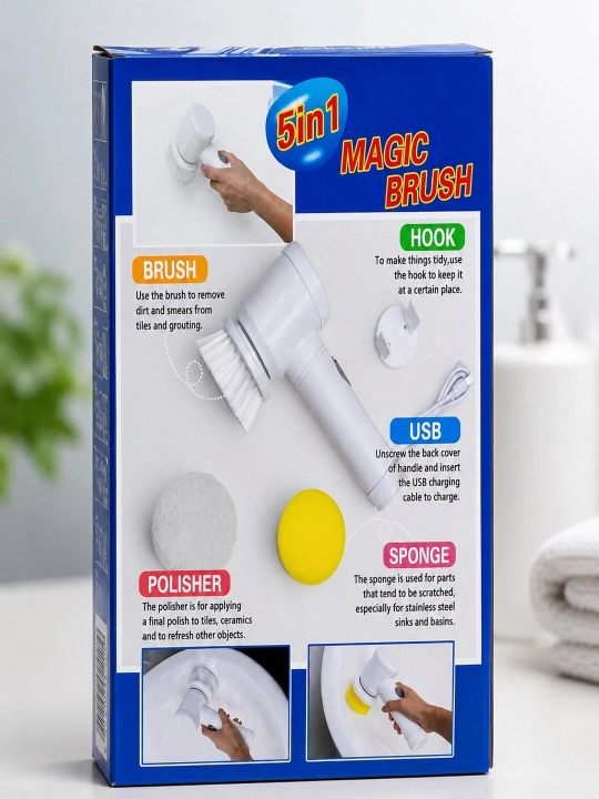 Tozalash uchun universal elektr cho'tka Magic Brush 5 tasi 1 da