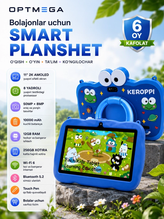 Детский планшет Smartik, Android 14, 128 ГБ, MTK6737, 600 игр HADIKO