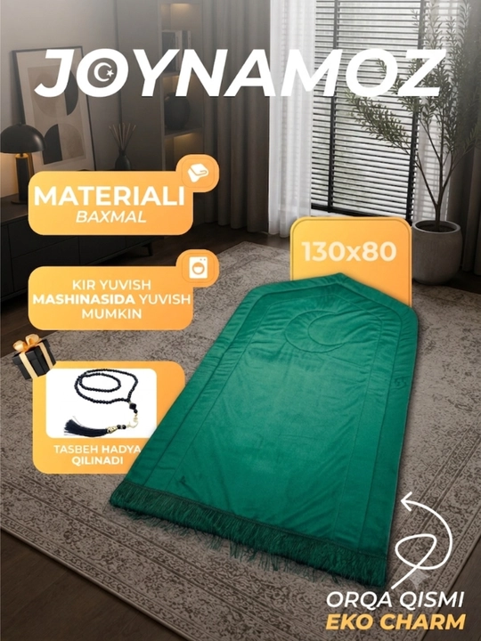 Joynamoz suv o‘tkazmaydigan, velyur, namoz to‘shagi ayollar va erkaklarga sovg'a - 