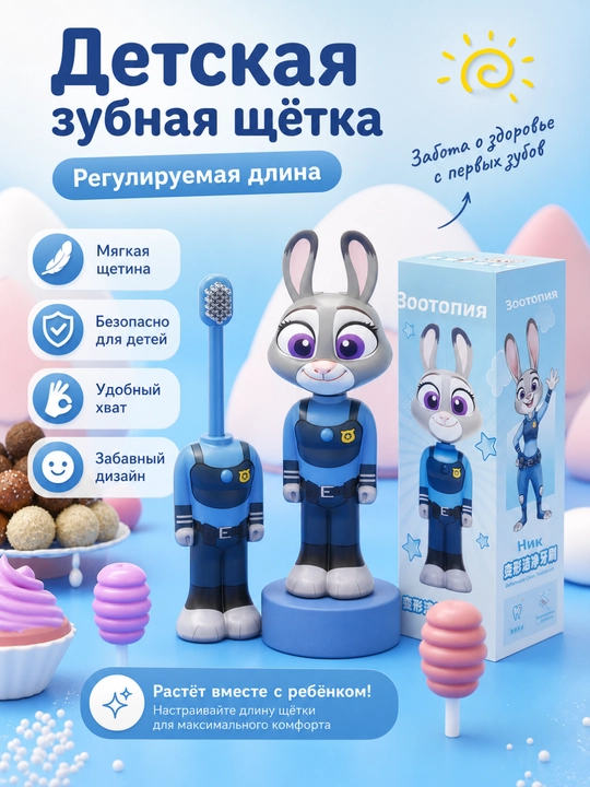 Детская зубная щётка Зверополис Джуди и Ник Q-версия - 