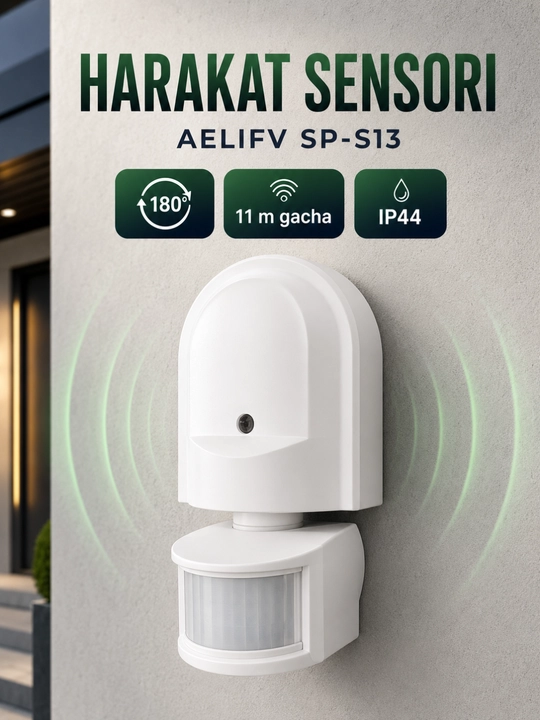 Harakat sensori SP-S13, PIR infraqizil, 180°, 11 m, IP44, devor uchun - 