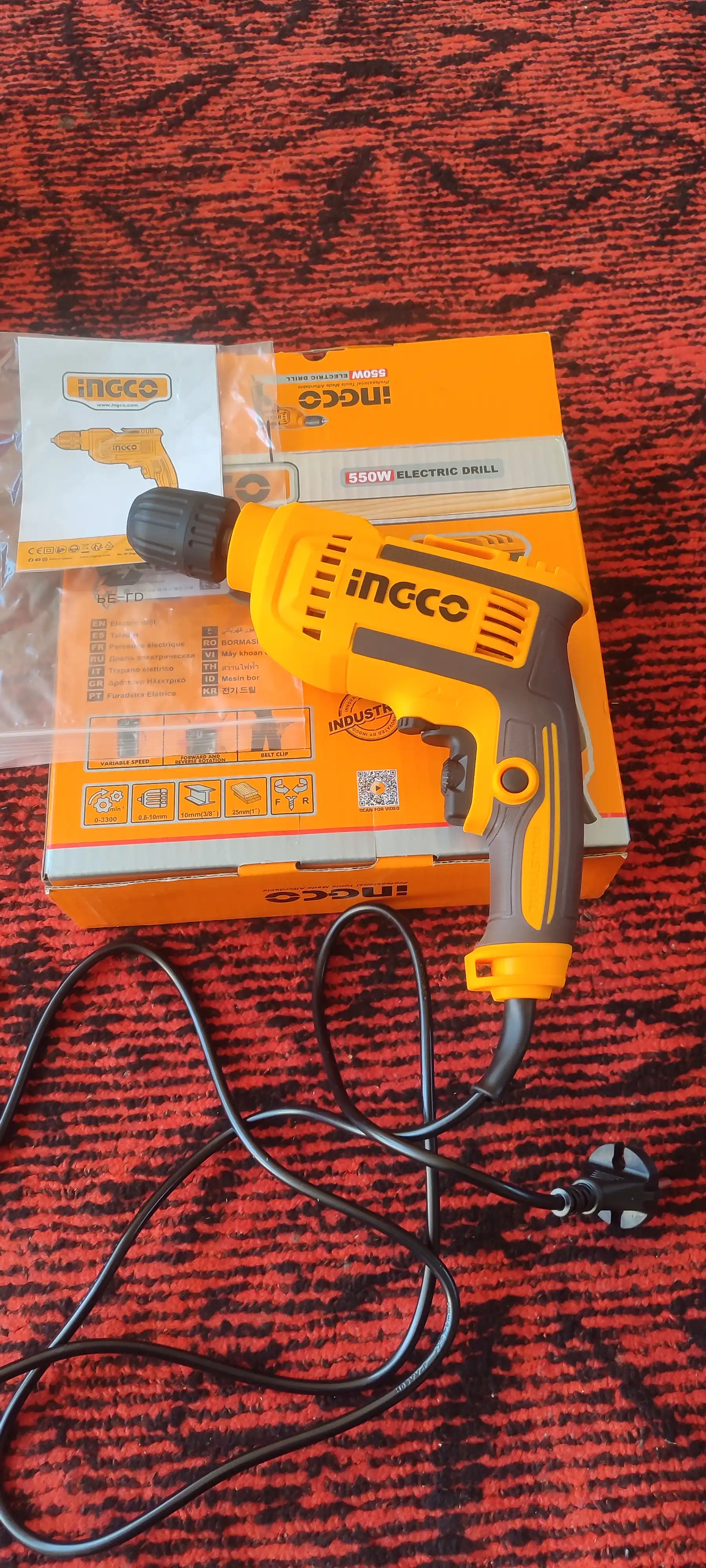 INGCOdan 550w elektro drel 10mm plastmass patronli ED550382
