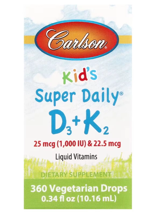 Витамины D3 + K2, Carlson, 1000 ME, 10.16 мл