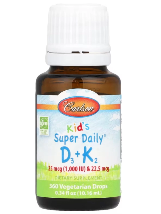 Витамины D3 + K2, Carlson, 1000 ME, 10.16 мл