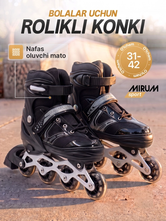 Роликовые коньки Mirum Sport, детские ролики для девочек и мальчиков - 