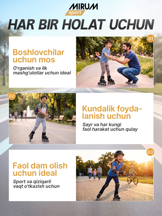 Rolikli konkilar himoya bilan, qizlar, bolalar va kattalar uchun