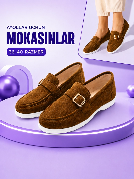 Ayollar mokasinlari, loferlar, ayollar poyabzallari 36-40 o'lchamda, 1 razmer katta oling - 