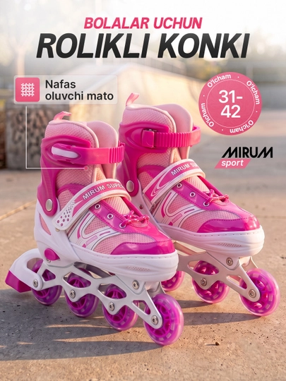 Роликовые коньки Mirum Sport, детские ролики для девочек и мальчиков - 