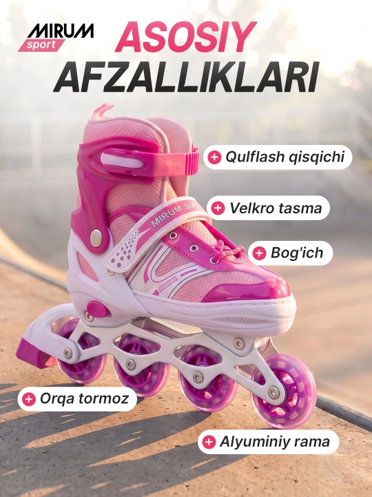 Rolikli konkilar himoya bilan, qizlar, bolalar va kattalar uchun