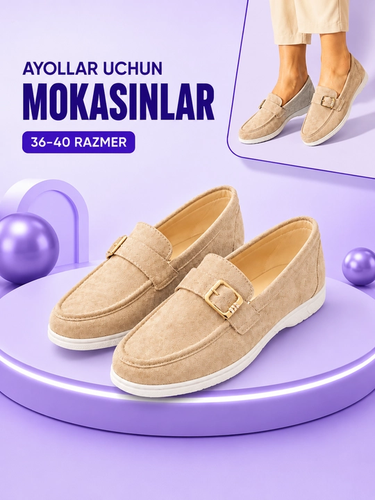 Ayollar mokasinlari, loferlar, ayollar poyabzallari 36-40 o'lchamda, 1 razmer katta oling - 