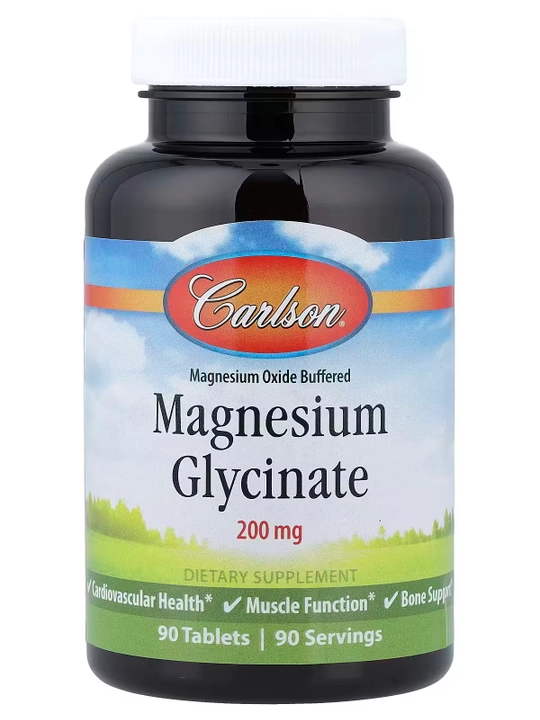 Xelatli magniy glitsinat, Carlson, 200 mg, 90 tabletka