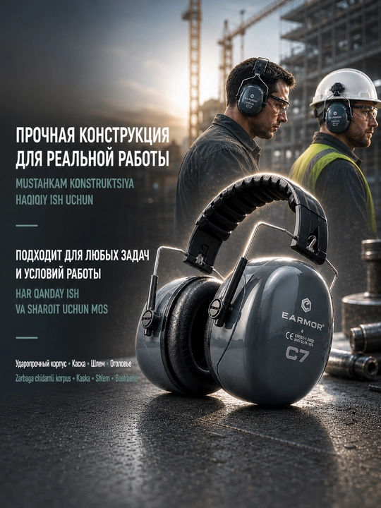 EARMOR C7A shovqinga qarshi naushniklari, eshitishni himoya qilish, NRR 32 dB