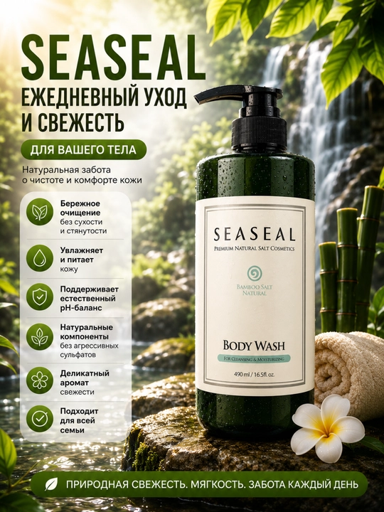 Bambuk tuzli kosmetika Bamboo Salt Body Wash Premium dush geli