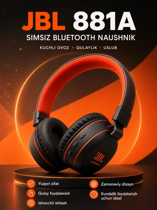 Kuchli bas va uzoq muddat xizmat qiladigan 881A Bluetooth simsiz quloqchinlari - 