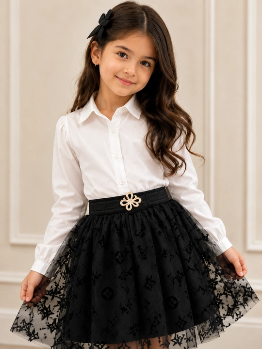 Юбка для девочки, школьная черная с фатином, пышная, нарядная, праздничная