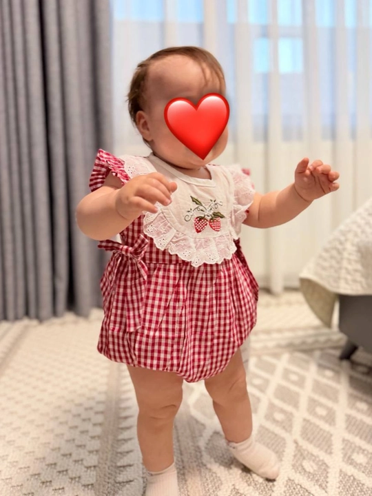Yozgi bodi, bog‘ichli, povyazka / shortikli to‘plam qizaloqlar uchun, 0 oydan 2 yoshgacha
