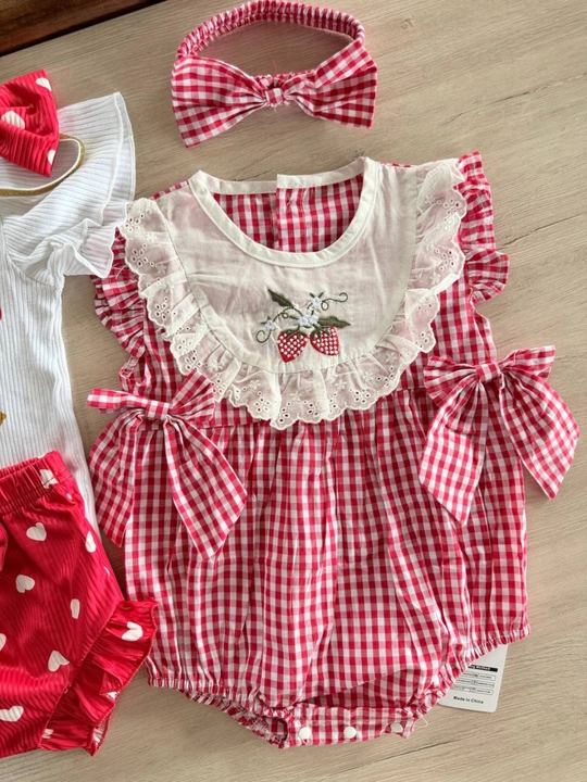 Yozgi bodi, bog‘ichli, povyazka / shortikli to‘plam qizaloqlar uchun, 0 oydan 2 yoshgacha - 